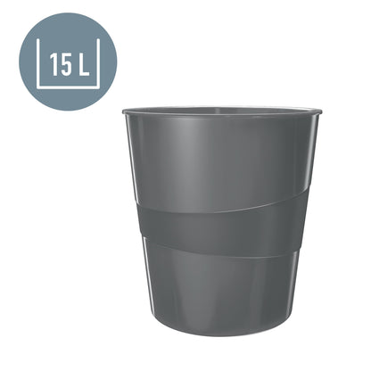 Leitz WOW 52781016 Waste Paper Bin, Pack of 6, 15 Litres, Plastic, Yellow,