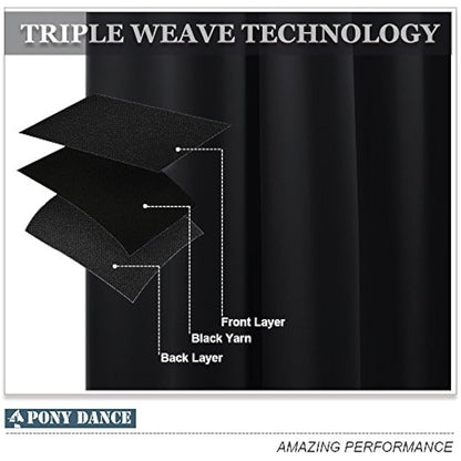 PONY DANCE Black Out Thermal Insulated Curtains 45 Inch Drop for Bedroom Blackout Eyelet Curtains for Bedroom, Kitchen, Short 2 Panels for Room Darkening, W46 X L45, Black