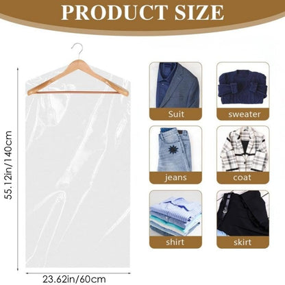 20 Pack Plastic Clothes Covers, 60*100cm/60*140cm Dry Cleaning Bags, Clear Clothes Bags Hanging, Garment Bags