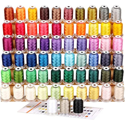 New brothread 63 Brother Colours Polyester Machine Embroidery Thread Kit 500M (550Y) Each Spool for Brother Babylock Janome Singer Pfaff Husqvarna Bernina Embroidery and Sewing Machines