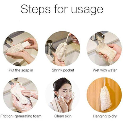 KIPETTO 15Pcs Soap Saver Bag Natural Sisal Exfoliating Soap Pouch Drawstring Soap Bags for Shower Bath, 5.5"x3.5"