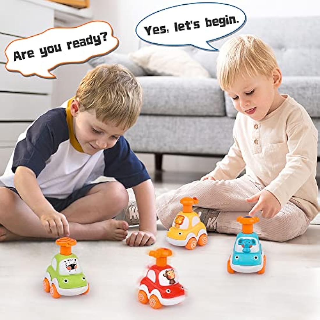 Own1one Toddler Toy Cars, Baby Toy Car for 1 Year Old Boys, 4Pcs Press Go Toy Car Gifts for 1 2 3 Year Old Boys Girls