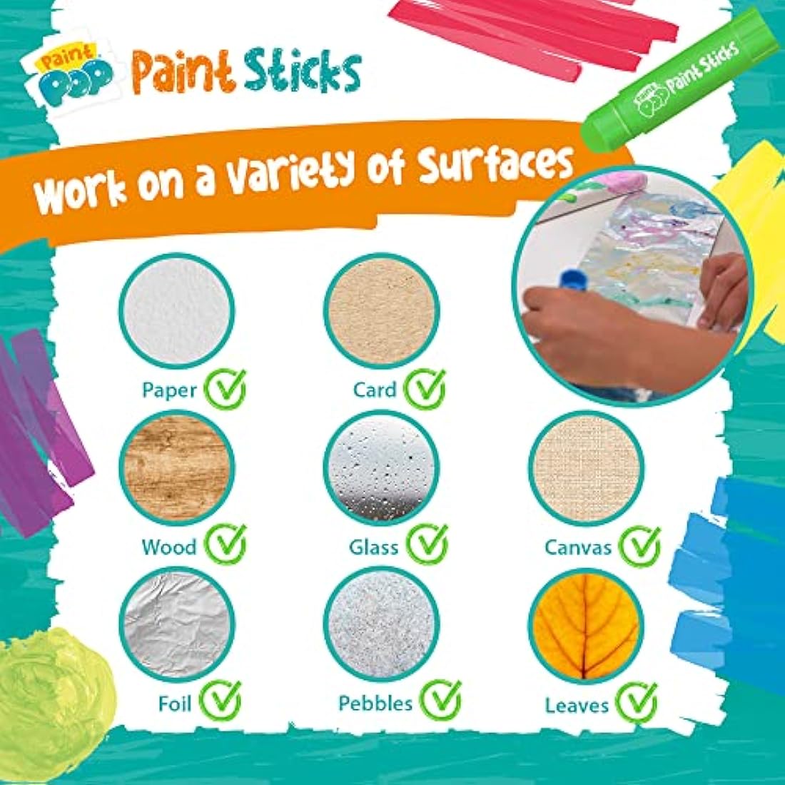 Paint Pop Paint Sticks For Kids - 24 Pack Assorted Colours - Twist & Paint, Mess-Free, Fast Drying Action, Easy Clean Up, Vibrant Colours, Multi-Surface