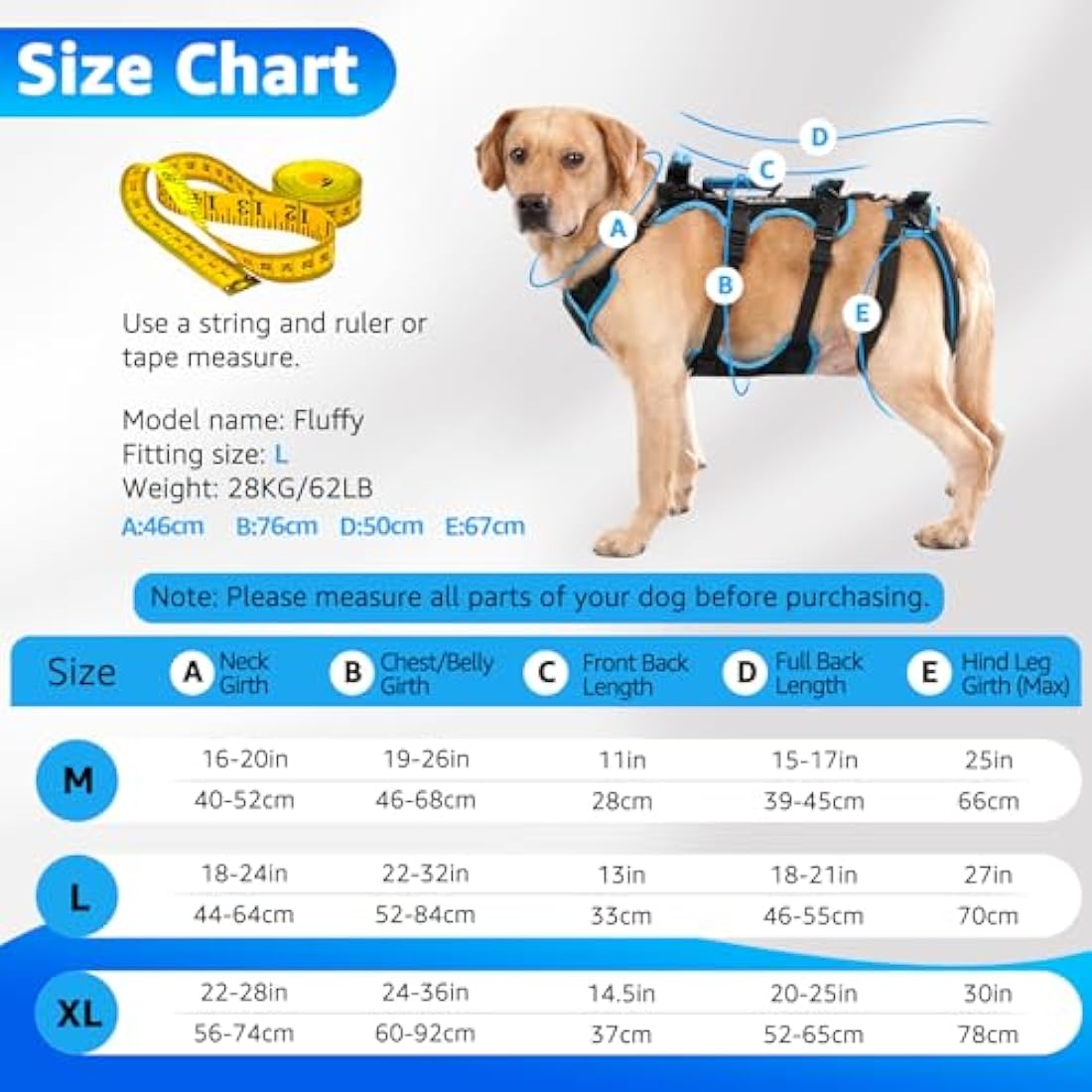 Lafoty Dog Lift Harness for Large Male Dogs, 2-in-1 Help Em Up Harness, Back Leg Support & Mobility Assistance for Senior Dogs, Post-Surgery Recovery Sling(Black, Large)