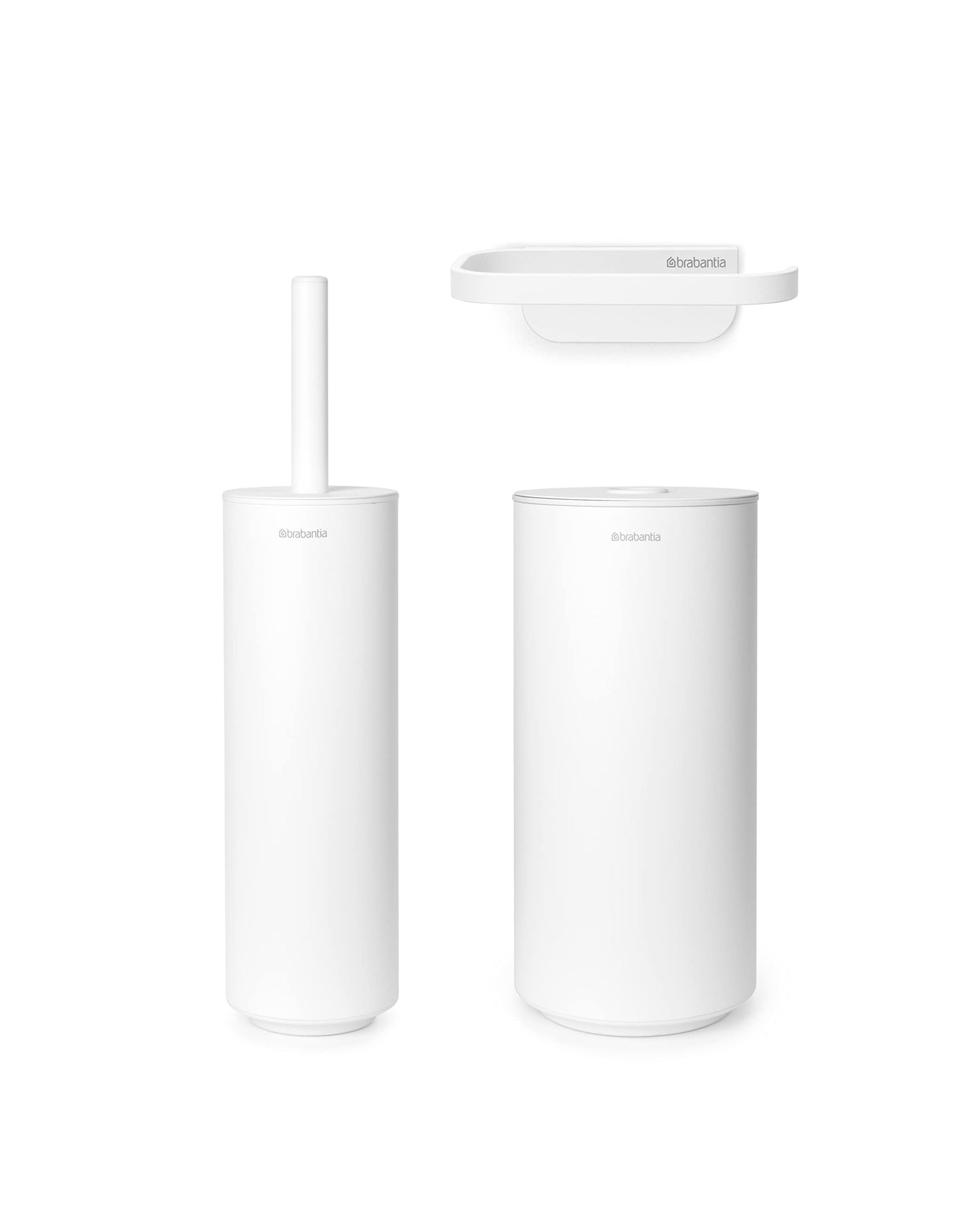 Brabantia - Mindset Toilet Accessory Set - Toilet Brush, Roll Holder & Roll Dispenser - Hygienic Silicone Brush - Corrosion Resistant - Fixing