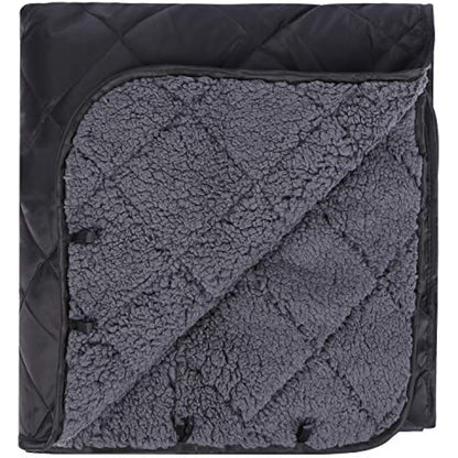 REDCAMP Large Waterproof Camping Blanket Thermal with Sherpa Lining, 200x200 cm Windproof Outdoor Blanket for Cold Weather Winter Stadium Travel Sports,Washable Black