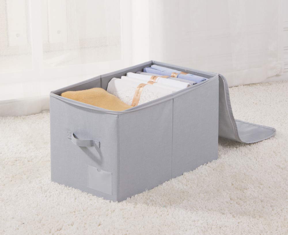 Amonsen Pack of 2, Stackable Rigid Storage Containers, Fits Most Wardrobe Closet, Light Gray