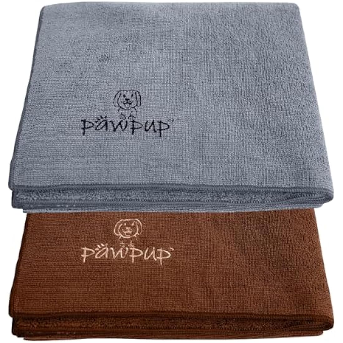 PAWPUP Dog Towel Super Absorbent 100x60cm Set of 2 Microfibre Pet Towel for Dogs Cats and other Pets (Brown and Grey)