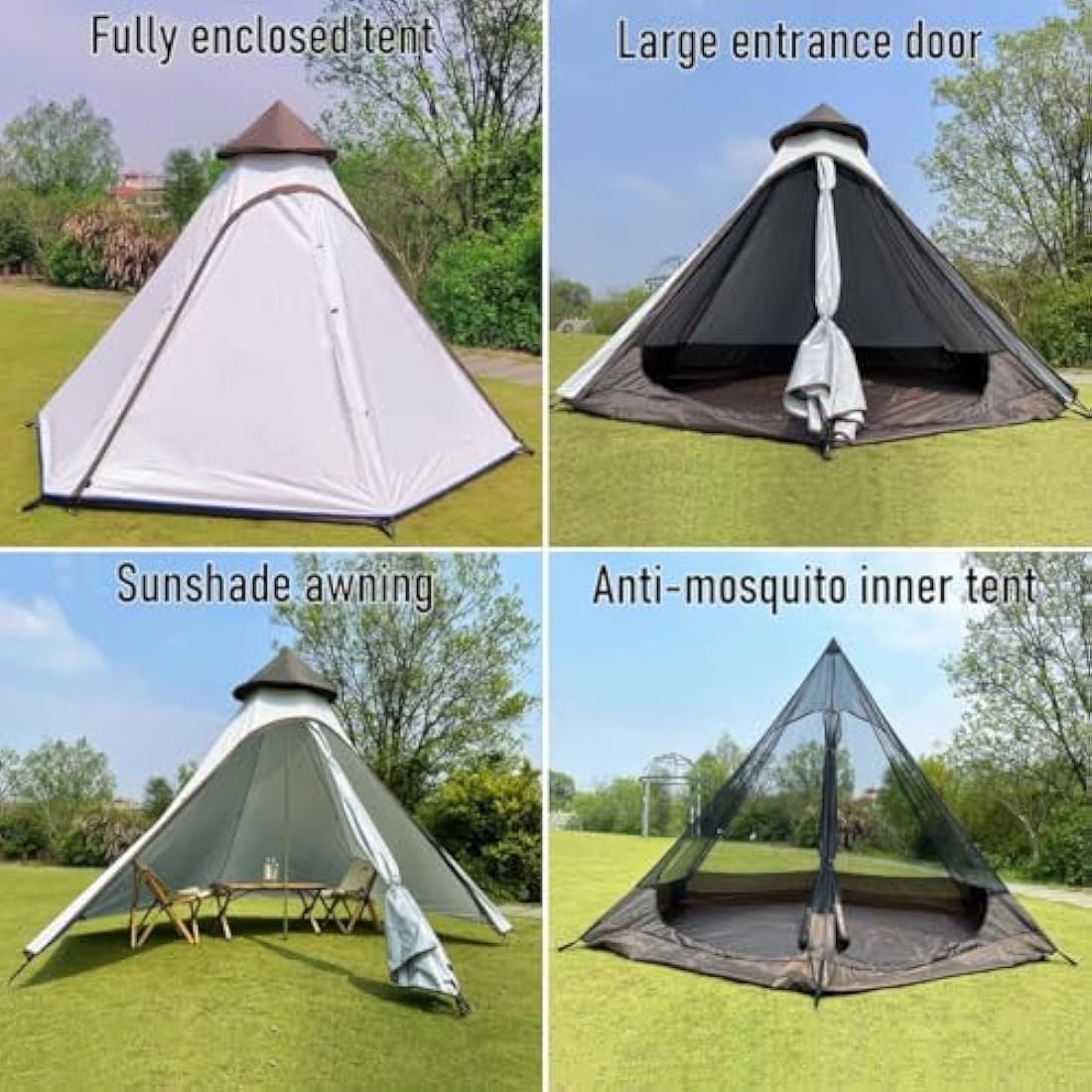 Lightweight waterproof double layers camping indian tipi tent yurt teepee tent for outdoor hiking.