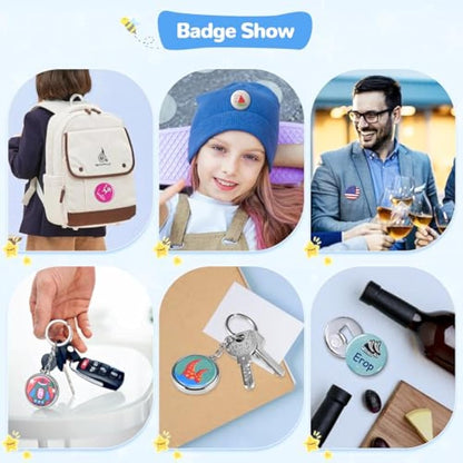 Badge Maker Button Machine Multiple Sizes DIY Pin Maker Badge Press Machine with 10 Bottle Opener, 10 Key Chain Suits, Molds & Round Paper Cutter DOYFAY (Violet, DC109P320)