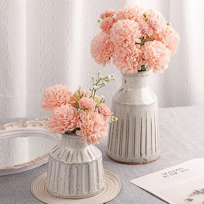 N&T NIETING Artificial Flowers 20pcs Fake Foam Dahlia Flower with Stems, DIY Foam Dahlia Flower for Wedding Cake Bouquets Floral Centerpieces Arrangements Bridal Shower Party Home Decor, Pink