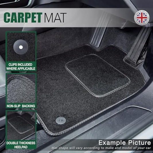 GCM - Car Floor Mats for MG Motors UK MG ZS [Auto] 2017 To 2022 Full Coverage Floor Protection - Anti Slip & Fit Car Mat with Clips Easy to Clean Car Carpet for All-Weather- Blue Edging, Carpet