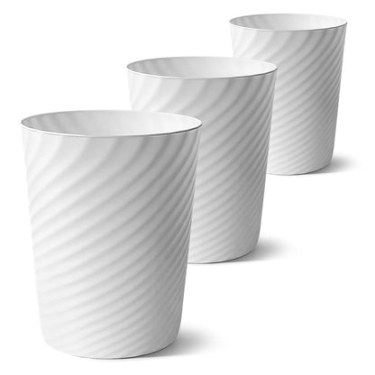 Duscdesp 3 Pack Plastic Waste Paper Bin,8L Stripe Trash Can,Minimalist Uncovered Small Bin,Round Waste Paper Basket for Kitchen Bathroom Bedroom
