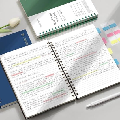 EMSHOI B5 Wirebound Notebook Lined 300 Pages/150 Sheets, Spiral Notepad Multi-Coloured, 100gsm Thick Paper, Waterproof Hardcover, Writing Journal for Women Men Work Office School,19 x 25 cm, Coffee