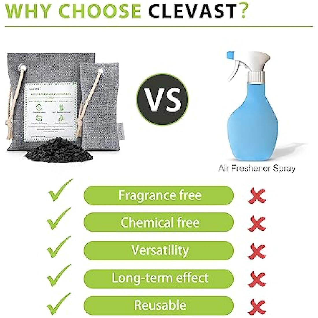 CLEVAST Bamboo Charcoal Air Purifying Bags (50g*12+200g*2),Natural Odour Eliminator, Activated Charcoal Odour Absorber, Air Fresheners for Room, Closet, Shoe, Car Air freshener