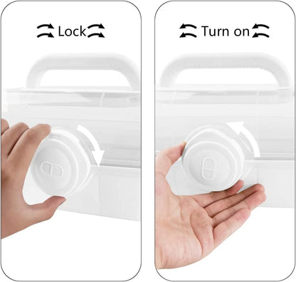 Uotyle Medicine Storage Box 3-Layers Medicine Box With Protable Handle Household Medicine Container For Medicine Storage(White)