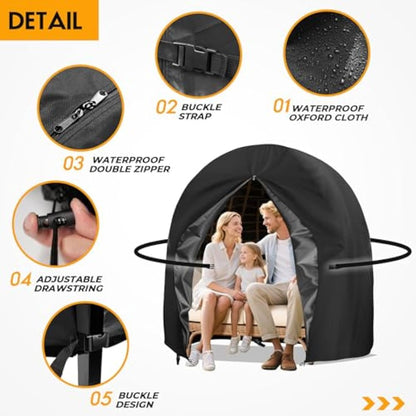 widesmile Double Egg Chair Cover Waterproof Hanging Egg Chair Covers Patio 420D Heavy Duty Egg Chair Cover Oxford Fabric Windproof Anti-UV Rattan Swing Chairs Cover 230 x 200cm