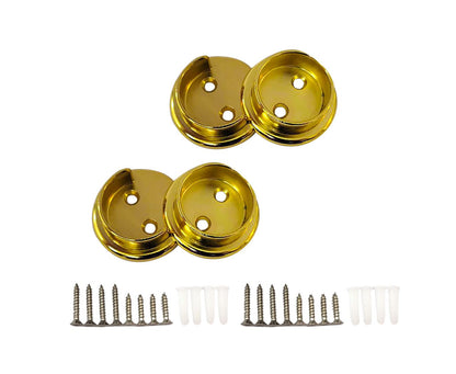 QCAA Heavy Duty Solid Metal Closet Rod Socket Set, 1-3/8'', Polish Brass, 2 Pair, Made In Taiwan