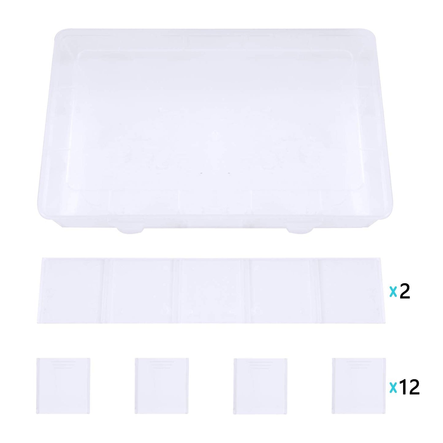 Gospire 15 Large Grids Clear Plastic Jewelry Box Organizer Storage Container with Removable Dividers (15 Grids - Clear)