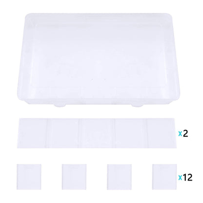 Gospire 15 Large Grids Clear Plastic Jewelry Box Organizer Storage Container with Removable Dividers (15 Grids - Clear)