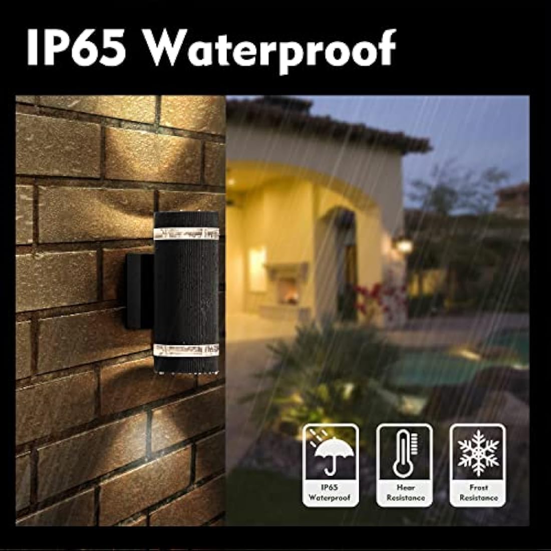 CELAVY Outdoor Wall Lights Up Down, Outside Wall Lights Mains Powered, IP65 Waterproof Porch Light Front Door Lamp Modern GU10 Aluminium, External Round LED Wall Lighting Sconce for House, Black