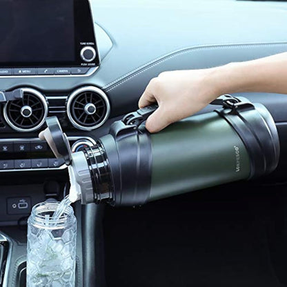 LOKPESCO Large Capacity Flask for Hot and Cold Drinks, 2L Stainless Steel Vacuum Insulated Coffee Thermo Flask with 2 Cups, Oversized Hot Water Bottles for Travel, 24hrs Hot/Cold, BPA Free, Leakproof