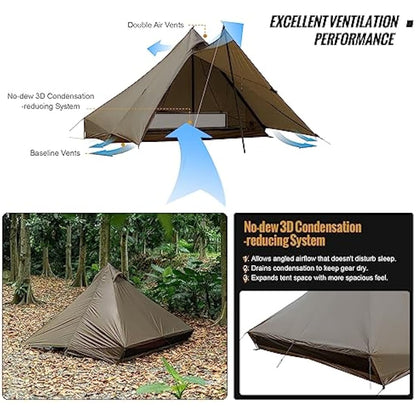 OneTigris TETRA Ultralight Tent, Upgraded, 1-2 Person, Waterproof, 3 Season, Ideal for Camping Hiking Trekking Backpacking Bushcraft