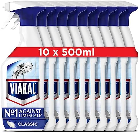 Viakal Limescale Remover Spray, Classic, Cleaning Products, Bathroom Cleaner Spray, 5 Litre (500 ml x 10), Toilet Cleaner Limescale Remover