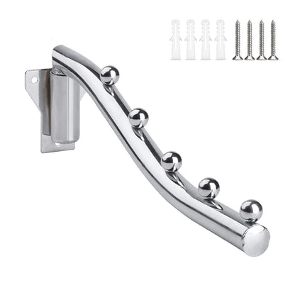 通用 Wall Mount Clothes Hanger,180° Folding Clothes Rail for Bedrooms,Laundry Rooms,Bathrooms(5 Hooks Length 28 CM)