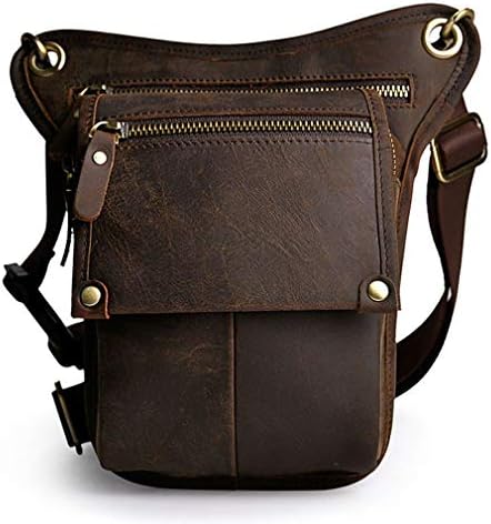 Xieben Leather Drop Leg Bag for Men Women Motorcycle Bike Riding Cycling Multi-Purpose Thigh Waist Fanny Pack Travel Hiking Sports Camping Pouch Deep Brown