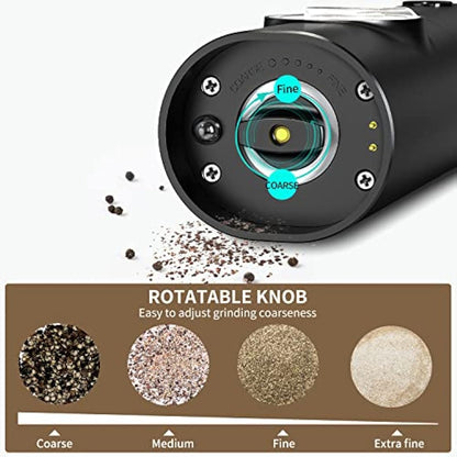 CIRCLE JOY Electric Pepper Grinder Set, Stainless Steel Spice Grinder with Ceramic Grind and Adjustable Coarseness, USB Rechargeable Salt Mills, No Pepper or Salt Included