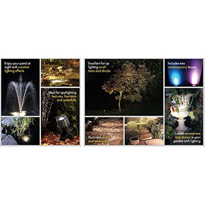 Blagdon Ultra Bright Economical LED Pond and Garden Lights, Fully Submersible, Waterproof, 1 Watt (3 Lights), with Transformer, Cables and Fixings, Black