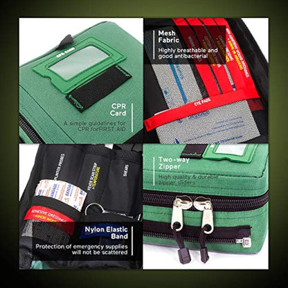 255PCs Pro First Aid Kit Emergency Survival Trauma Kit Medical Kit with Labeled Compartments for Boat Car Truck Camping Hiking Travel & Backpacking