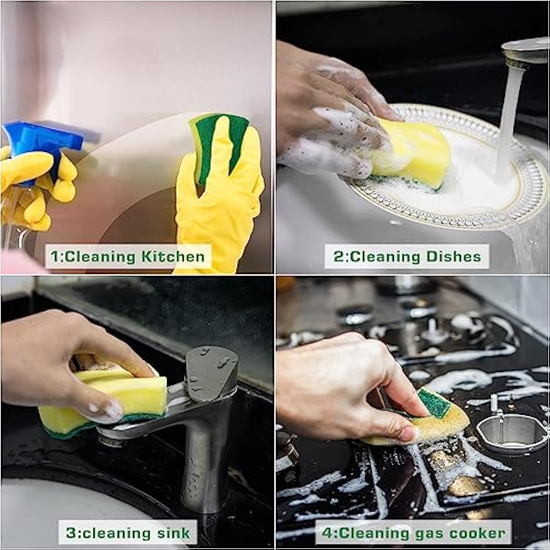 300 Pack Kitchen Cleaning Sponges, Eco Non-Scratch for Dish,Scrub Sponges…