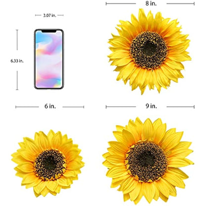 Briful 3 Packs Artificial Sunflower Large Fake Sunflowers 9" Silk Flowers Heads 33" Tall Artificial Flowers Bulk for Home Office Wedding Décor Floral Arrangement Centerpieces