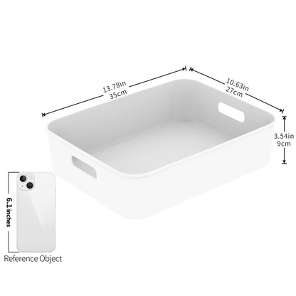 Cetomo 8L*6 Storage Basket, Plastic Open Storage Box, Containers for Shelves, Organizers with Handles for Office, Countertops, Cabinets, PP, BPA Free