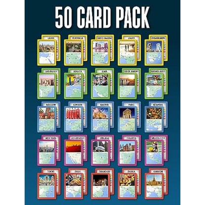 SMART CARDS Megacities, 7 games in 1, Pairs, Snap, Trumps, Rummy, Memory Quiz, Learn Facts, 50 Cards, Travel Game, Gift, Stocking Filler, Age 5+, 1-8 Players
