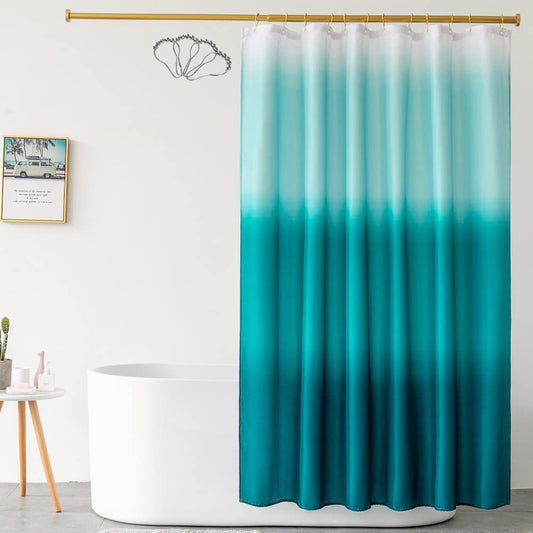 DeKeLaiFu Fabric Shower Curtain Blue Teal Ombre Aqua Shower Curtain Ocean with Steel Hooks, Abstract Shower Curtains Bathroom Mould Proof Resistant,