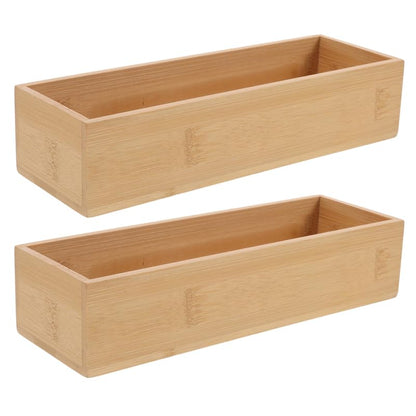 BESPORTBLE Bamboo Storage Box Wooden Small 2pcs Boxes without Lid, Organizer for Home Sundries, Makeup and Jewelry Display
