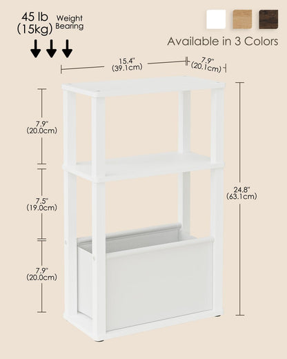 Apetaccat Narrow Side Table for Small Spaces, Slim End Table with Storage Basket, Small Bedside Table for Bedroom