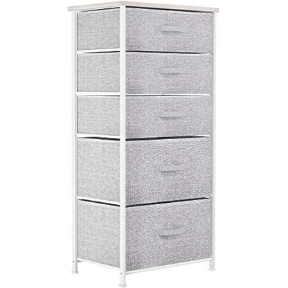 YITAHOME Chest of Drawers, Non-Woven Fabric 5-Drawer Storage Organizer Unit for Bedroom Living Room Closet, Sturdy Steel Frame, Easy Pull Fabric Bins & Wooden Top, Fabric Dresser