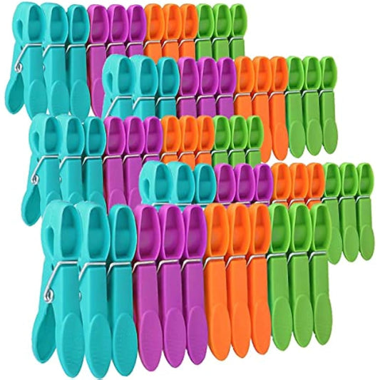 lohey 60 Pack Clothes Pegs for Washing Line, Non Slip Washing Pegs Strong with Durable Spring, 4 Colors Plastic Laundry Pegs for Home Garden Indoor & Outdoor