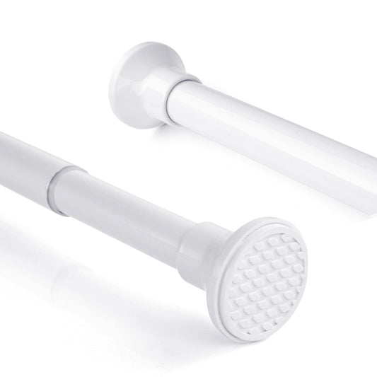 Telescopic Spring Tension Rod 105-200cm, Metal White Shower Curtain Pole Extendable Room Divider without Drilling, Adjustable Rail Hanging Bar for
