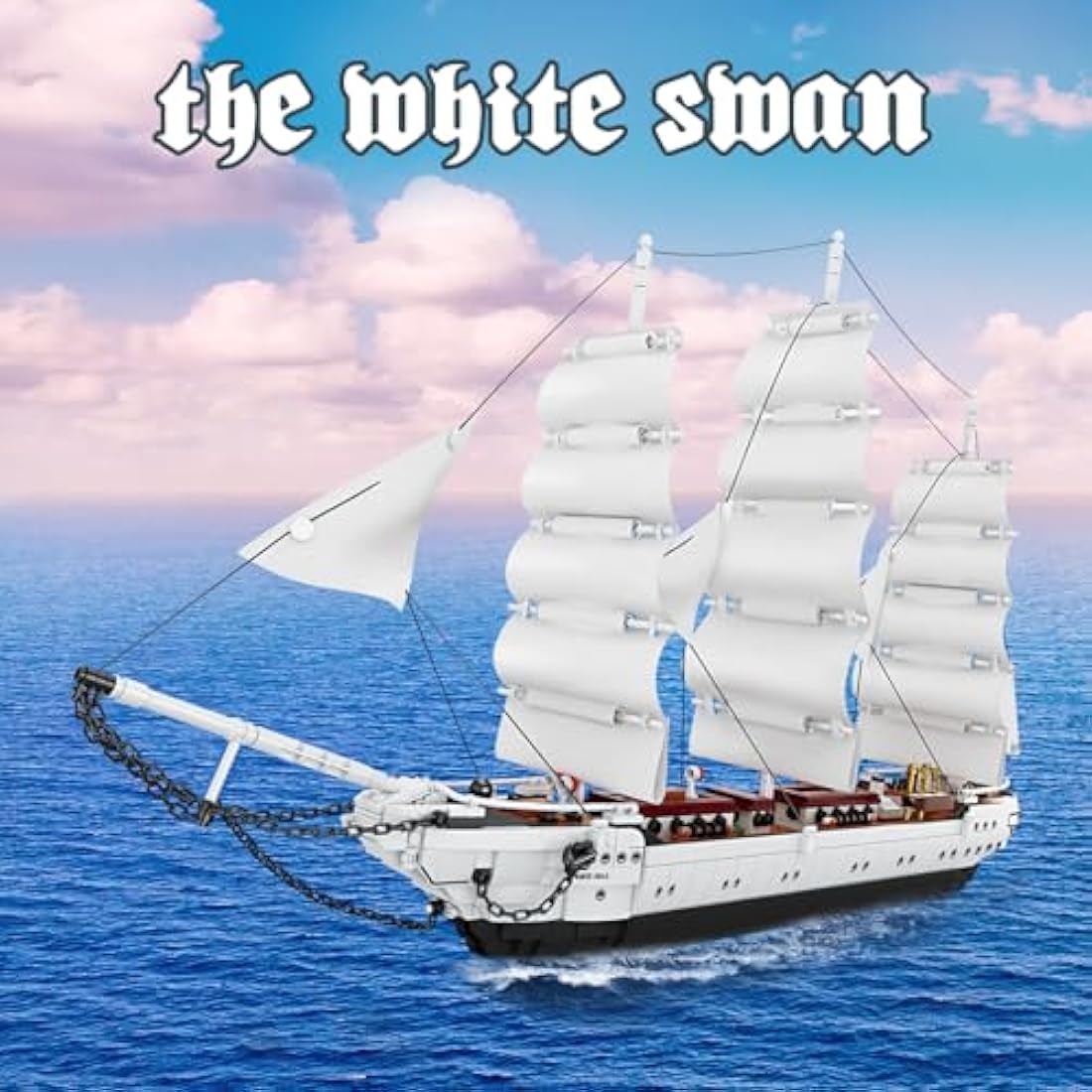 JMBricklayer Pirate Ship Building Blocks Set 40104, White Swan Ship Model Construction Toys, Collectible Pirate Ship Model Kits, Ship Model Birthday Gifts for Kids, Boys & Girls (1672 Pieces)