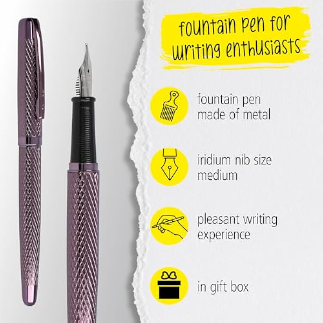Online Set Eleganza Fountain Pen & Ballpen & Leather Case I Colour: Bordeaux I Nib Size M I Metal Clip I Retractable Biro I Fountain-Pen for Standard Ink Cartridges Or Converter I In Gift Box