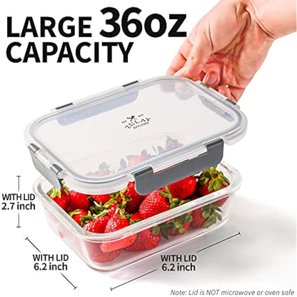 Zulay Kitchen 5 Pack Leak-Proof Glass Food Storage Containers - 36 oz Thick & Durable Glass Meal Prep Containers - Airtight Easy to Clean Glass Storage Containers With Lids