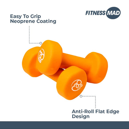 Fitness Mad Neo Dumbbells, Weights 0.5kg - 6kg (Pair) (6kg, Black)