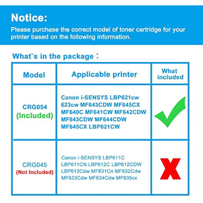 LCL Compatible Toner Cartridge 054 CRG054 CRG-054 3024C002 3022C002 3023C0021 3021C002 (4Pack KCMY) Replacement for Canon i-SENSYS LBP621cw 623cw MF643CDW MF645CX MF640C MF641CW MF642CDW MF643CDW