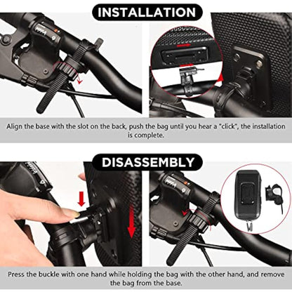 LEMEGO Bike Phone Holder Waterproof, Motorbike Phone Holder 360-Degree Rotatable, Bicycle Handlebar Bag, Bike Phone Mount for iPhone 14/14Pro Max/13/12/11/X/8 Samsung LG Sony Smartphones up to 7''