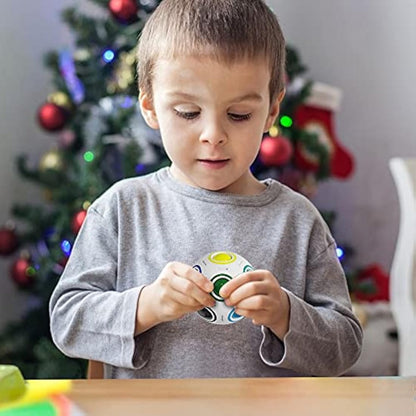 ROXENDA Magic Rainbow Ball with 12 Holes, Puzzle Ball Skill Game - Brain Teaser & Fidget Ball for Kids from 6 Years - 4 Pack(Green&blue&pink&white)
